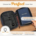 thumbnail image 5 of Christian Art Gifts Polyester Bible Cover for Men & Women w/ Jesus Fish Patch, Zipper Pocket, Pen Loops, Ribbon Bookmark Markers, Easy Carry Book Case for Stationery, Accessories, Navy Blue, Large, 5 of 7