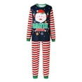 thumbnail image 3 of KOMOO Matching Family Christmas Pajamas Set Letter Print Long-sleeved Round Neck Tops Striped Pants Sleepwear, 3 of 6