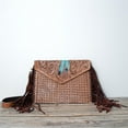 thumbnail image 3 of Fabrica Kraft Leather Tooled Fringe Boho Crossbody Bag – Bohemian Leather Purse, 3 of 6