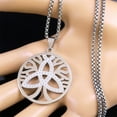 thumbnail image 4 of Tree of Life Trinity Celtic Knot Necklace Men 14K White Gold Hip Hop Viking Triquetra Necklaces Jewelry, 4 of 6