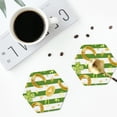 thumbnail image 4 of Rateoe Watercolor St Patrick Day Drawing Drink Coasters Set of 4 Leather Coasters Spill Protection for Table Desk,Durable and Non Slip Leather Coaster ,4 Inches Drink Mats-Hexagon, 4 of 6
