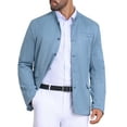 thumbnail image 4 of INSPIRE CHIC Men's Casual Suit Jacket Stand Collar Single Breasted Suede Blazer M Blue, 4 of 6
