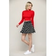 thumbnail image 3 of Made by Johnny Women's Casual Mini Flared Plain Pleated Skater Skirt with Shorts M BLACK_POLKA, 3 of 5