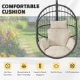 thumbnail image 6 of LHBcraft Hanging Egg Chair with Stand - 350lbs Capacity, Waterproof PE Rattan, Foldable Seat with Cushion for Outdoor Patio & Indoor Living Room, 6 of 8