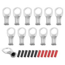 12 Pcs 3/8" Stud 8AWG Battery Lugs Ring Terminal with 12pcs Heat Shrink, Silver