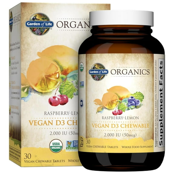 Garden of Life mykind Organics 2000 IU Vegan D3, 30 Chewable Tablet