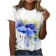 thumbnail image 1 of Camiseta de manga corta con cuello redondo y estampado floral suelto para mujer Pompotops  hkajfhjk466528, 1 of 8