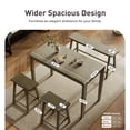 thumbnail image 5 of Alpha Joy 4 Pieces Dining Table Set for 4 Space-Saving Wood Kitchen Counter Height Bar Table, 2 Stools and Bench- Smoky Brown, 5 of 8