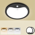thumbnail image 4 of HOVMAP Rechargeable Motion Sensor Ceiling Light, Wired 18W 1800lm 3 Mode Timer Bright LED Flush Mount Light Fixture, Renter Friendly Ceiling Light, Garage Lights, 2Pcs 9" Infrared Sensing Black 3CCT, 4 of 9