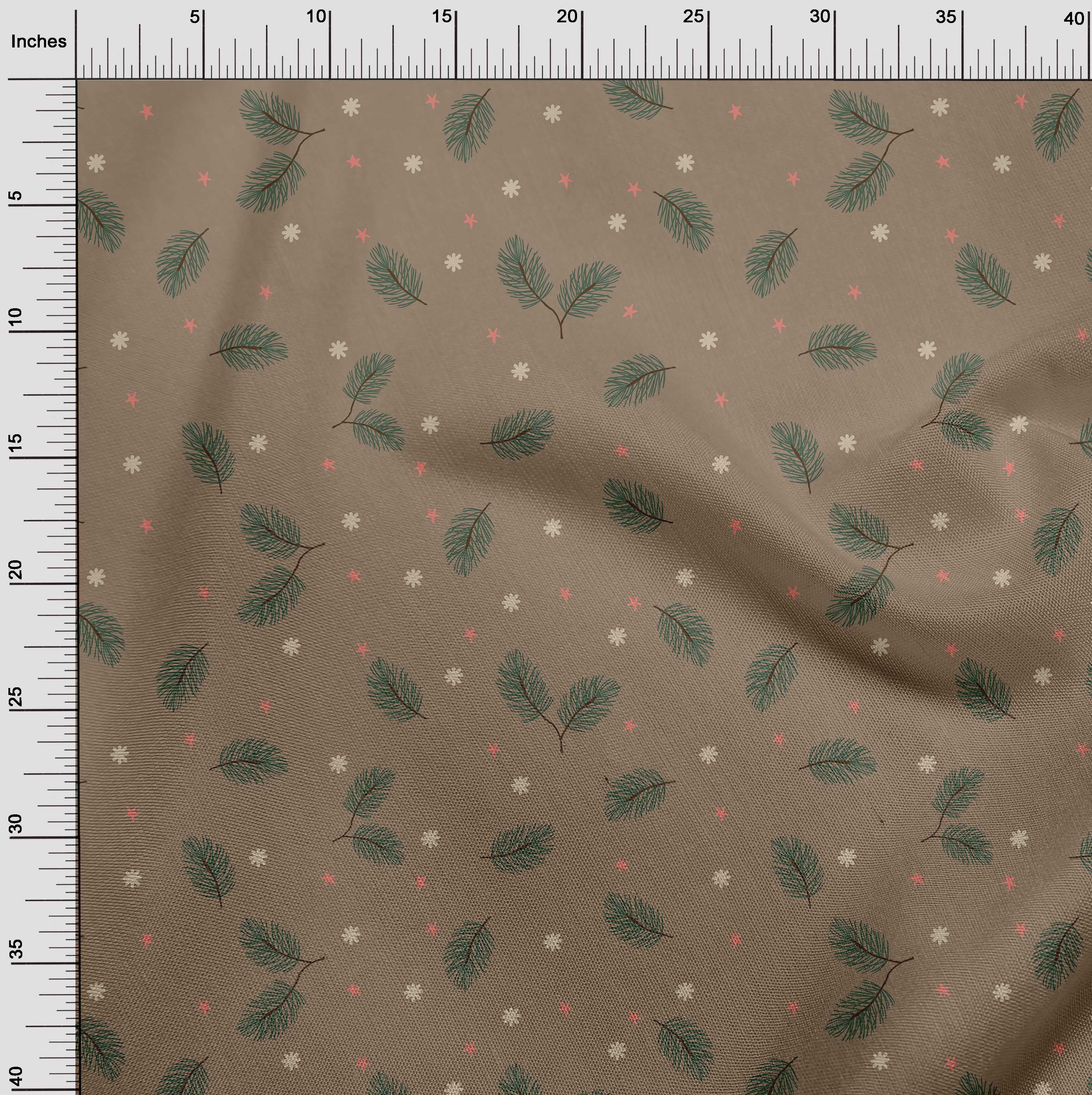 oneOone Cotton Poplin Twill Light Brown Fabric Christmas Feather Quilting Supplies Print Sewing Fabric By The Yard 56 Inch Wide