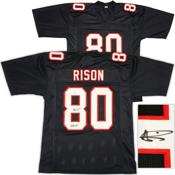 Atlanta Falcons Andre Rison Autographed Black Jersey "84 TD" JSA 233378