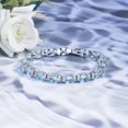 thumbnail image 2 of Bracelet de Tennis Zircone Cubique Ronde de Couleur Bleue et Ensemble d'Anneaux, 2 of 5