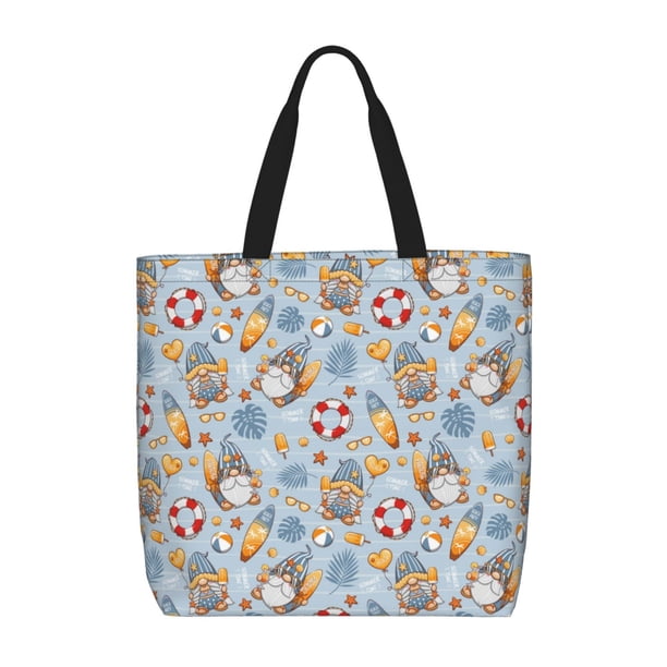 Fotbe Summer Time With Gnome Bolsa Tote con Estampado para Mujer, Bolsos con Cremallera, Bolsa de Hombro Casual de Gran Capacidad con Bolsillos Internos