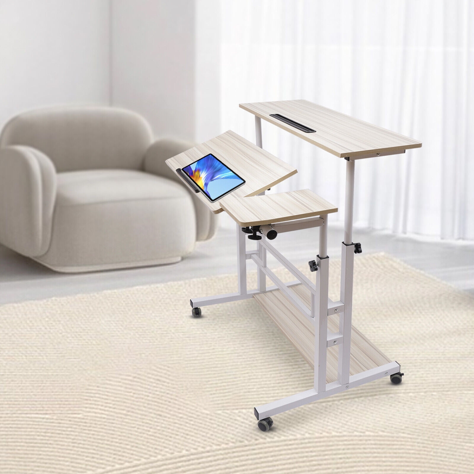 Miumaeov Mobile Standing Desk Stand Up Desk Adjustable Height Rolling