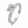 thumbnail image 2 of HeartsAndYou 1.8ct Round Cut Moissanite Engagement Ring for Women Solitaire with Accent 18k White Gold over Silver, 2 of 6