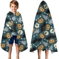 thumbnail image 3 of Halloween Spooky Icons Pattern Hooded Bath Towel，50"x30" for Ages 3 To 12 Kids, Quick Dry Lightweight Soft Microfiber Hood Beach Towel Cover Up for Kids, 3 of 7