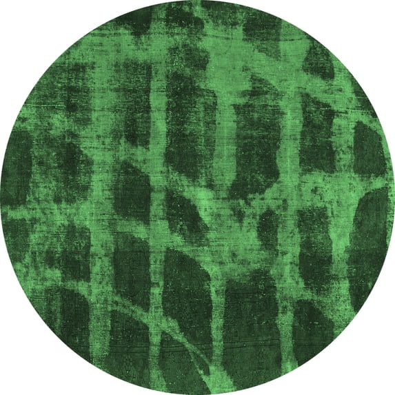 Ahgly Company Indoor Round Abstract Emerald Green Modern Area Rugs, 6' Round