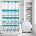 thumbnail image 2 of No Hook Shower Curtain, Grey Blue Striped Shower Curtains for Bathroom with See Through Top Window, Farmhouse Stripes Modern Abstract Art Waterproof & Washable Bath Curtain Stand Up Stall 36"x72", 2 of 9