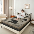 thumbnail image 4 of Feelyou Farmhouse Bear Animal Bed Sheets, Western Woodland Animal King Sheets, Christmas Snowflake Sheet Set, Luxury Bedroom Decor, 4-Piece, 4 of 7