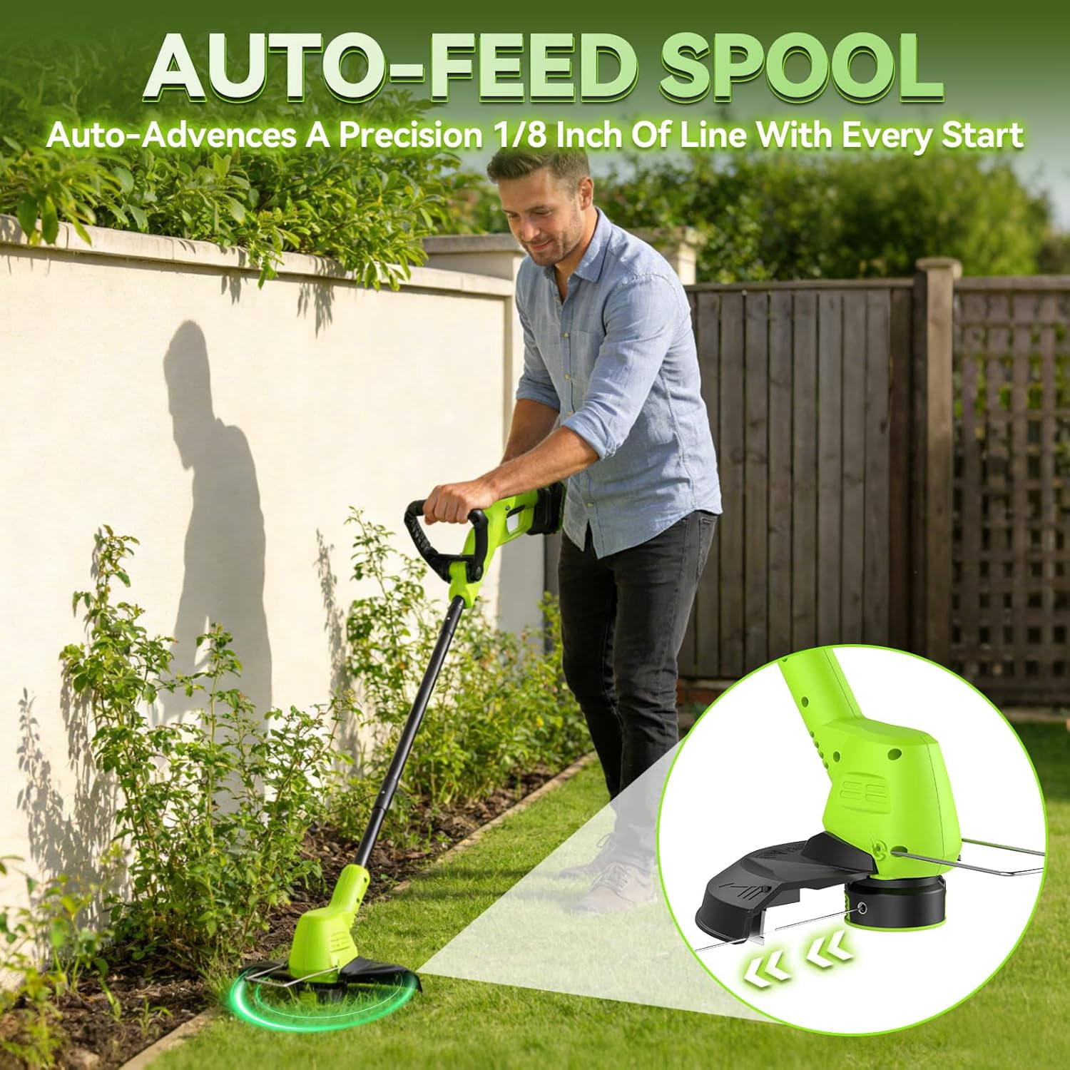 20V Cordless Weed Eater with 9500RPM Motor, 12" Cutting Width, 3-in-1 String Trimmer Kit for Lawn and Garden