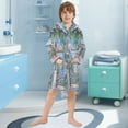 thumbnail image 5 of FORMRS Niños Bathrobe Unisex Hooded Robe Soft Plush Pajamas Sleepwear, Size 4-6T, Blue Floral Window, 5 of 7