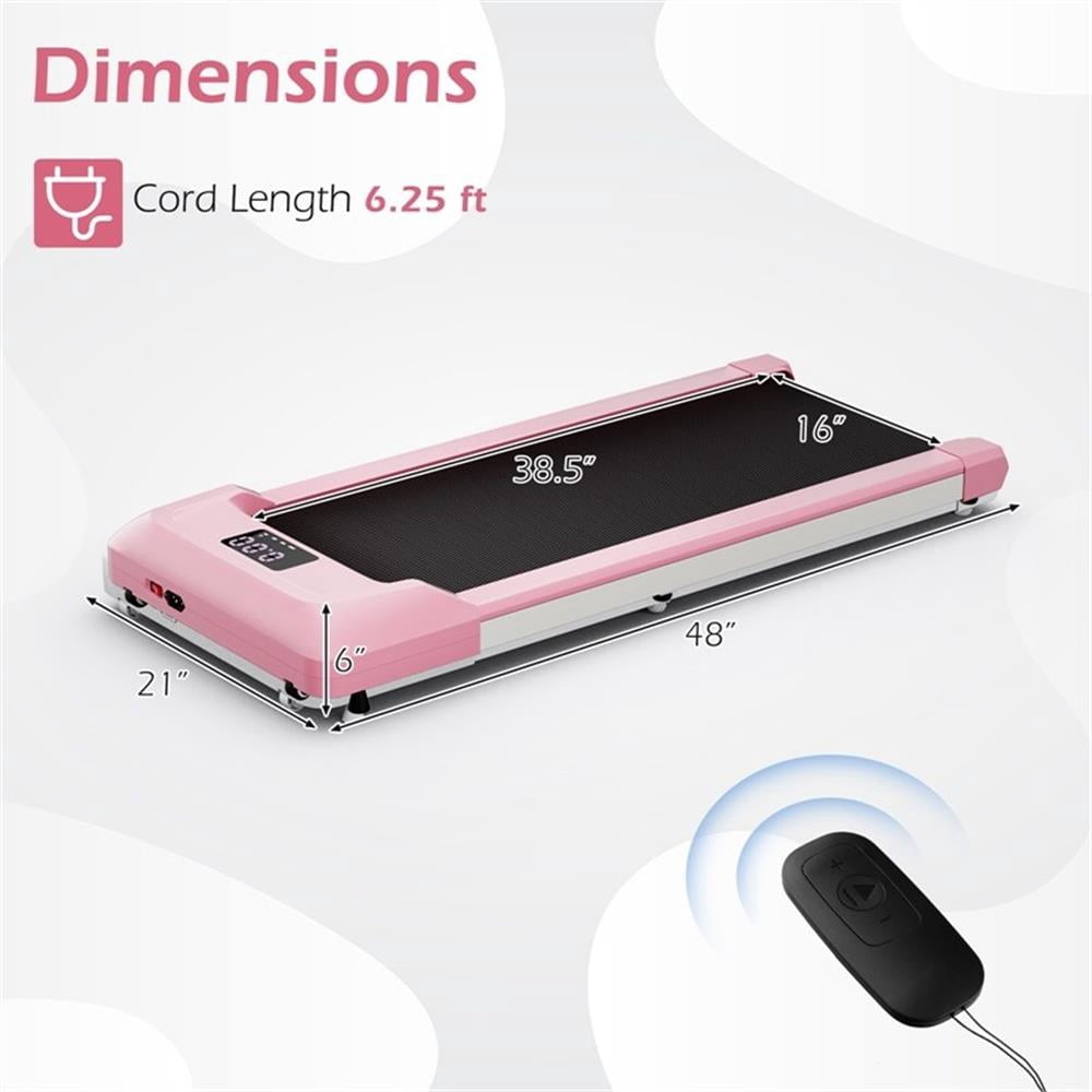 Pemberly Row Walking Pad with 265 lbs Capacity Remote Control Treadmill in Pink