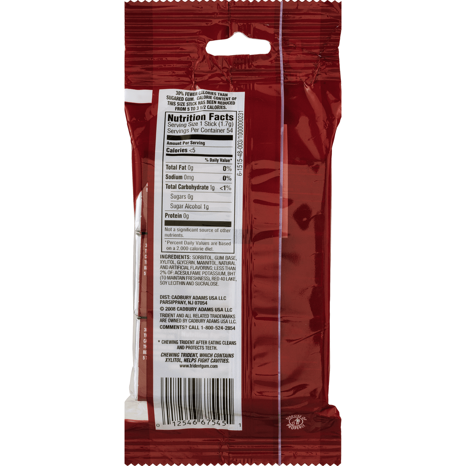 Trident Sugar-Free Cinnamon Flavor Gum, 14 Pieces, 3 Count