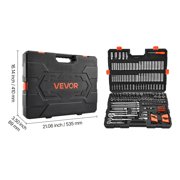 VEVOR Socket Set, 225 Pieces, 3/8 & 1/4 & 1/2 inch Drive Socket and Ratchet Set, SAE and Metric, Deep and Shallow, Mechanic Tool Kit with Bits, Accessories, Storage Case, CR-V Alloy Steel, for Repair
