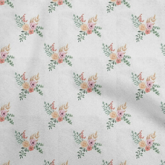 oneOone Polyester Spandex Brown Fabric Watercolor Floral Craft Projects Decor Fabric Printed By The Yard 56 Inch Wide