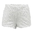 thumbnail image 3 of HXWCHs Elegant Women's Shorts for Daily Leisure High Glitter Sequins Stretchy Fit Enhancer Party Clubwear Summer Mini Short Pants M White, 3 of 3