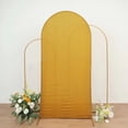 thumbnail image 4 of BalsaCircle 7 ft Gold Fitted Metallic Spandex Round Top Wedding Arch Backdrop Stand Cover Party Events Decorations, 4 of 8