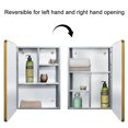 thumbnail image 3 of Fundin Medicine Mirror Cabinet for bathroom with Golden Framed Door, Stainless Steel  multi shelves, 15x21 inch (37 x 53 cm), 3 of 6
