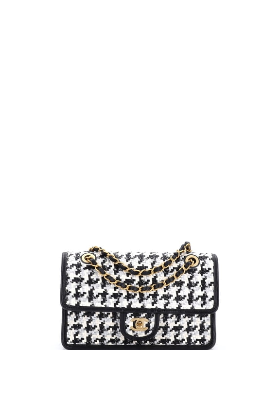 Pre-Owned Classic Single Flap Bag Woven Lambskin and Viscose Small By Rebag