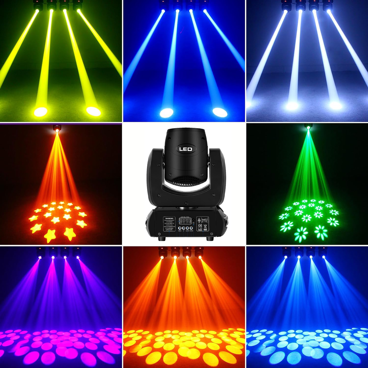 BJSUC 150W Moving Head Spotlights – 8 Colors with Remote Control for Christmas Wedding DJ Party Dance Show Club Wedding Stage Lighting