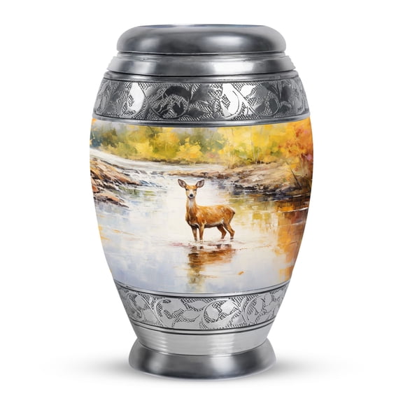 KARYLIZ Deer Urn For Ashes Adult Male - Funeral Blue Urn - Urns for Ashes Large Capacity for Human Adult Male & Female - Cremation Urns for Ashes Adult Men & Women - Decorative Memorial 10 Inch