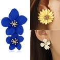 thumbnail image 2 of White Yellow Flower Earrings For Women Double Layers Statement Earrings Fashion Large Hanging Stud Party Jewelry Bijoux, 2 of 6