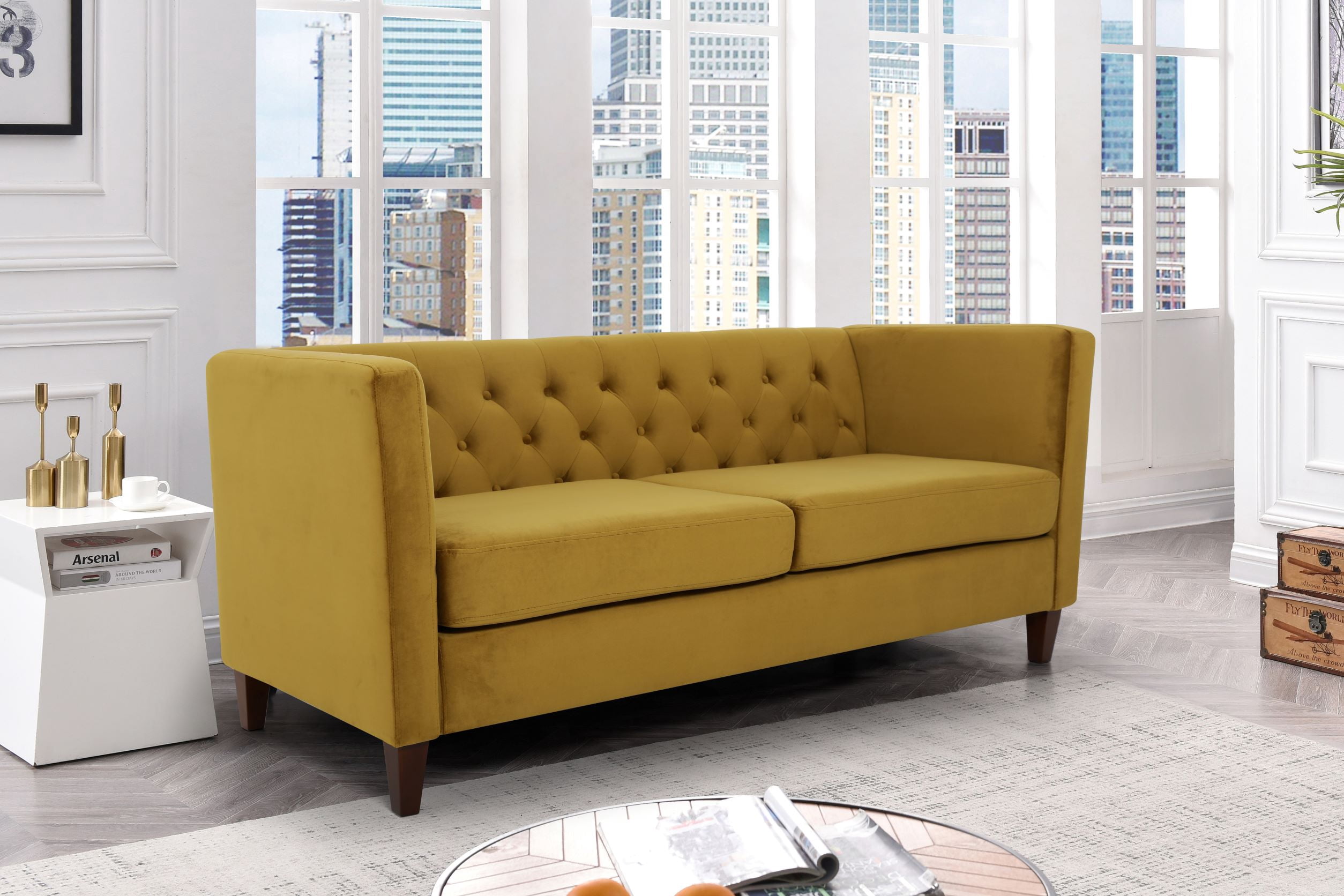 Lisette 73.3'' Velvet Square Arm Sofa