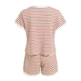 thumbnail image 6 of QGJZVUNL Womens Summer Outfits Striped Short Sleeve T Shirt Shorts 2 Piece Lounge Sets Size 3XL, 6 of 7