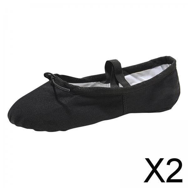 2xBallet Zapatos de Baile Zapatos de Punta Pisos Zapatilla de Baile Suela Dividida Negro 35 2 piezas