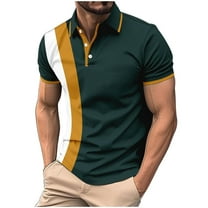 Under 10 dollars! Mens Golf Shirts 2025 Short Sleeve Casual Tshirt Color Block Slim Fit Golf Shirt