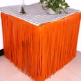 thumbnail image 3 of Juego de 2 faldas de mesa con flecos de papel metálico, rodapié desechable de oropel para desfile, fiesta, cumpleaños, 3 of 5