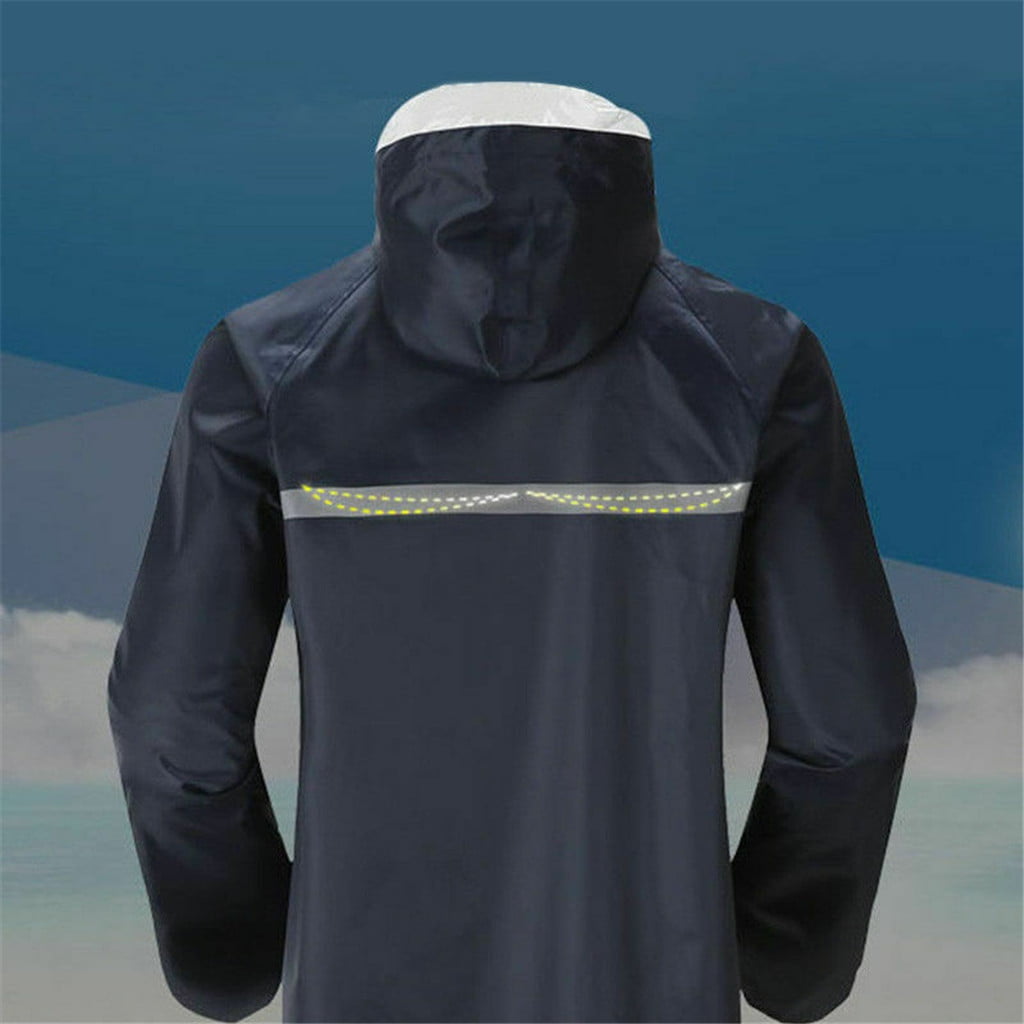 nsendm Mens Shirt Adult Male Shirt Solid Fitted Raincoat Coat Casual Lightweight Rain Coat Men s Jacket Hooded Long Men s blouse Mens Hot Button up Navy XL Walmart