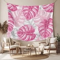thumbnail image 2 of Pink Palm Leaf Tapestry for Bedroom Wall Hanging Tapestry, Tropical Vintage Grey Summer Plant Ceiling Backdrop Tapestries Poster Blanket Wall Decor for Teens Room Living Room Dorm 55" x 73", 2 of 8
