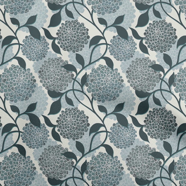 oneOone Polyester Spandex Turquoise Blue Fabric Floral Retro Fabric For Sewing Printed Craft Fabric By The Yard 56 Inch Wide