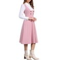 thumbnail image 4 of Vestido Pinafore Vintage Allegra K para Mujer con Encaje, Overoles Midi con Botones y Bolsillos, Talla XL Rosa, 4 of 6