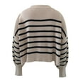 thumbnail image 4 of Baqcunre Sweaters For Women Women'S Autumn/Winter Round Neck Long Sleeve Stripe Loose Short Pullover Sweater Hoodies For Women Womens Fall Fashion 2023 B S, 4 of 5
