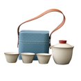 thumbnail image 2 of Esquirla Travel Tea Set Kung Fu Teapot Ceramic Tea Pot with Tea Towel Portable Teacups with Carrying Case for Outdoor Gifting Business Set A, 2 of 8