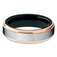 thumbnail image 2 of Silly Kings Jewelry 6mm Brushed Tungsten Carbide Wedding Band Rose Gold Stepped Edges Black Inlay Ring 10 (10), 2 of 3