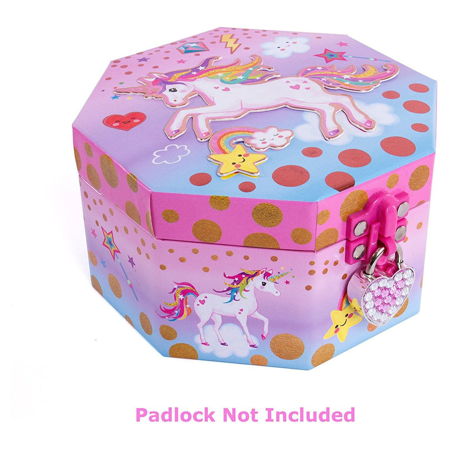 Hot Focus Musical Girls Jewelry Box Rainbow Unicorn Music