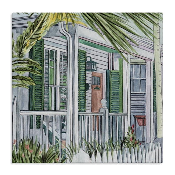 Stupell Industries Coastal Tropical Cottage Porch Canvas Art, 17 x 17, by Melissa Wang